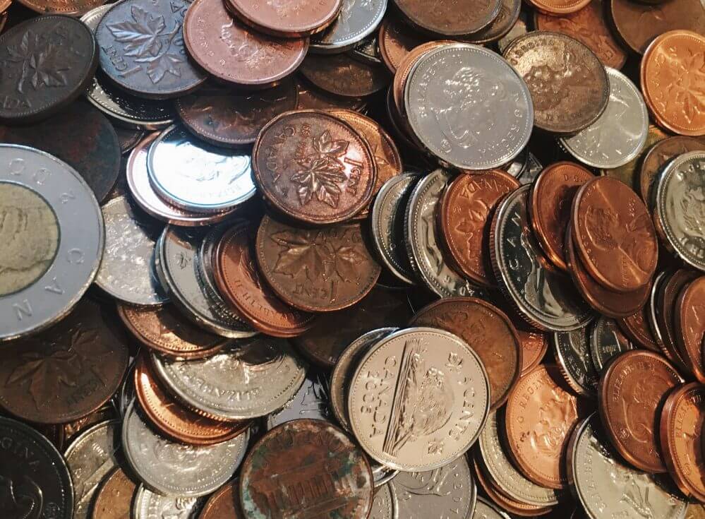 Close up image of coins